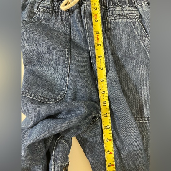 Anthropologie Pilcro Cottage Utility Cargo Blue Chambray Denim Drawstring Pants - Picture 15 of 16